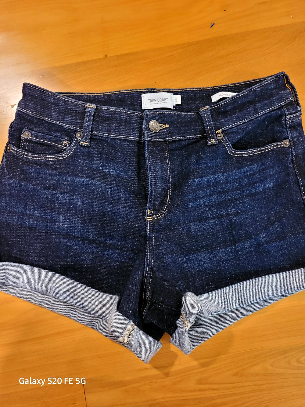True Craft Dark Indigo Cuffed Jean Shorts